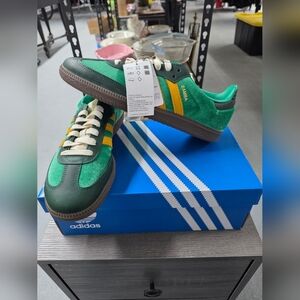 Adidas Womens Samba OG Green Preloved Yellow Velvet JI2681 Size 9.5